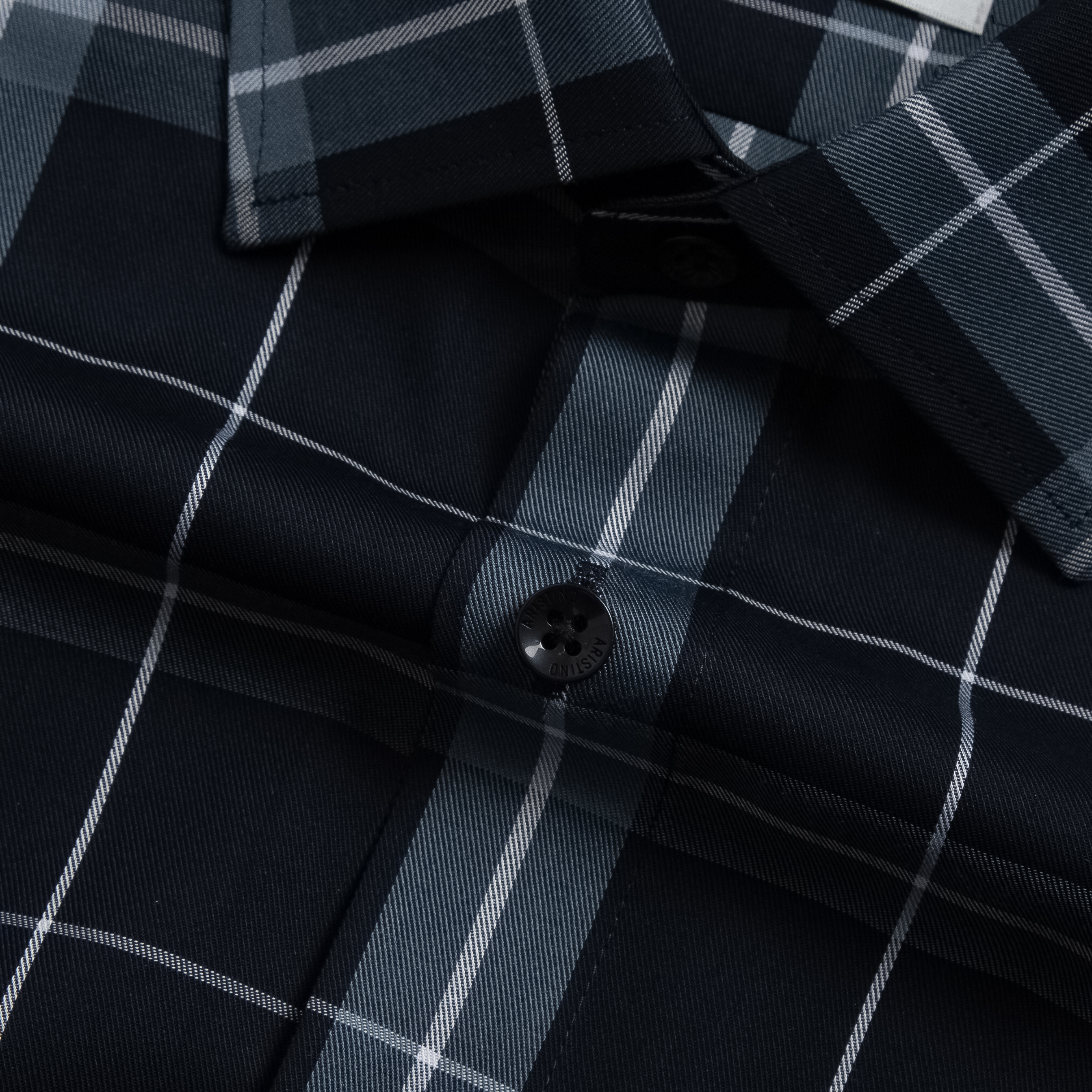 Aristino - Áo sơ mi dài tay Dáng Regular Fit ALS1710Z màu Đen kẻ trắng