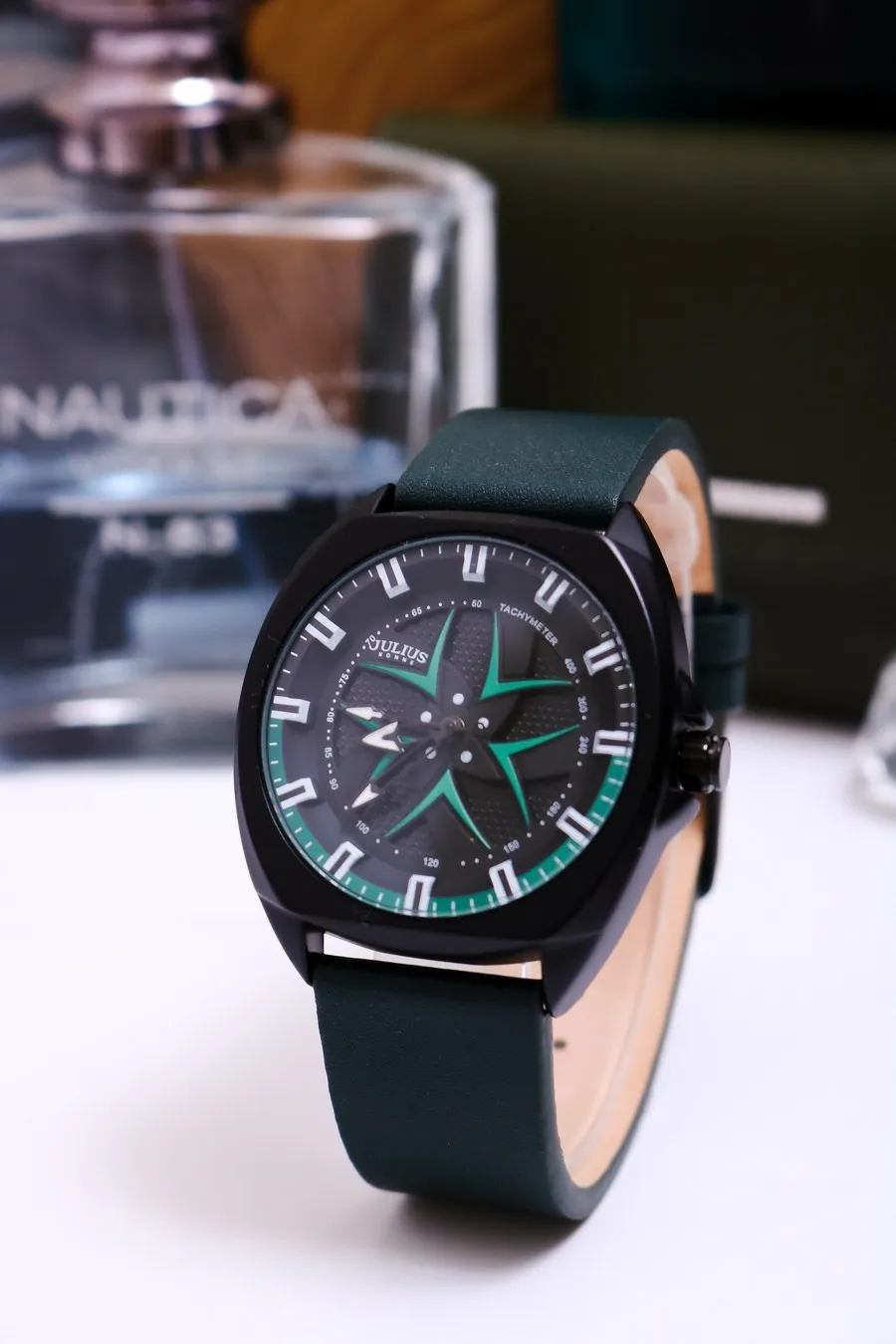 Đồng Hồ Nam JAH-138B Julius Hàn Quốc Dây Da (Xanh Lá)