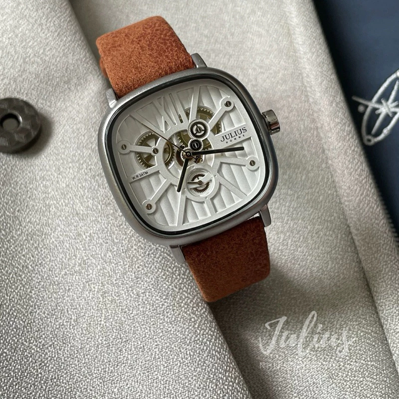 Đồng hồ nam JAH-148A Julius Hàn Quốc Mặt size 3,8cm dây da lộn