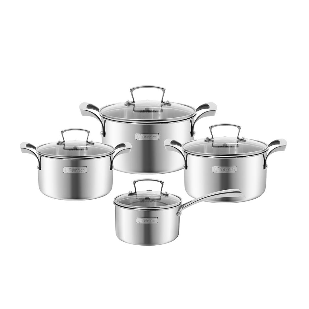 Bộ nồi inox liền khối Elmich Premium EL3100 Size 18, 20, 24 quánh 16cm