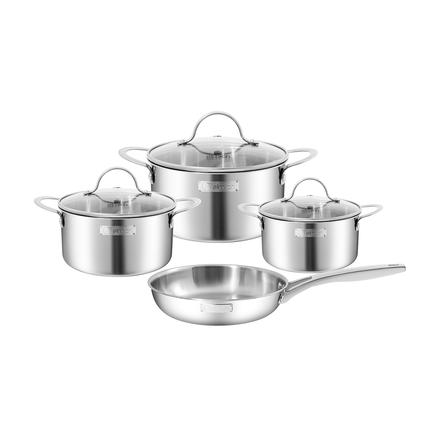 Bộ nồi inox nguyên khối Elmich Trimax classic El-2136OL04 size 16,20,24, chảo 24cm