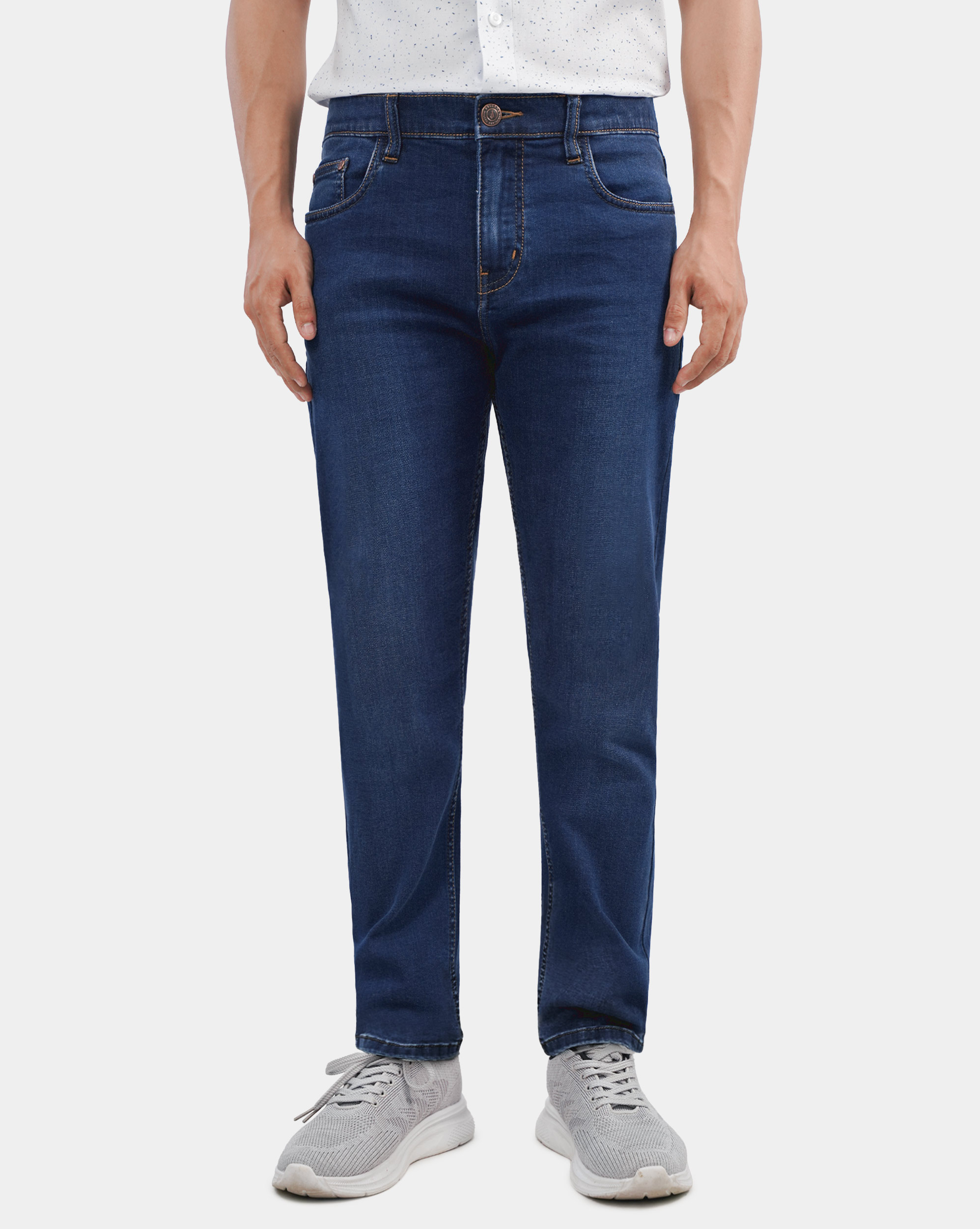 Quần jeans nam basic dáng slim màu xanh đậm 4011A