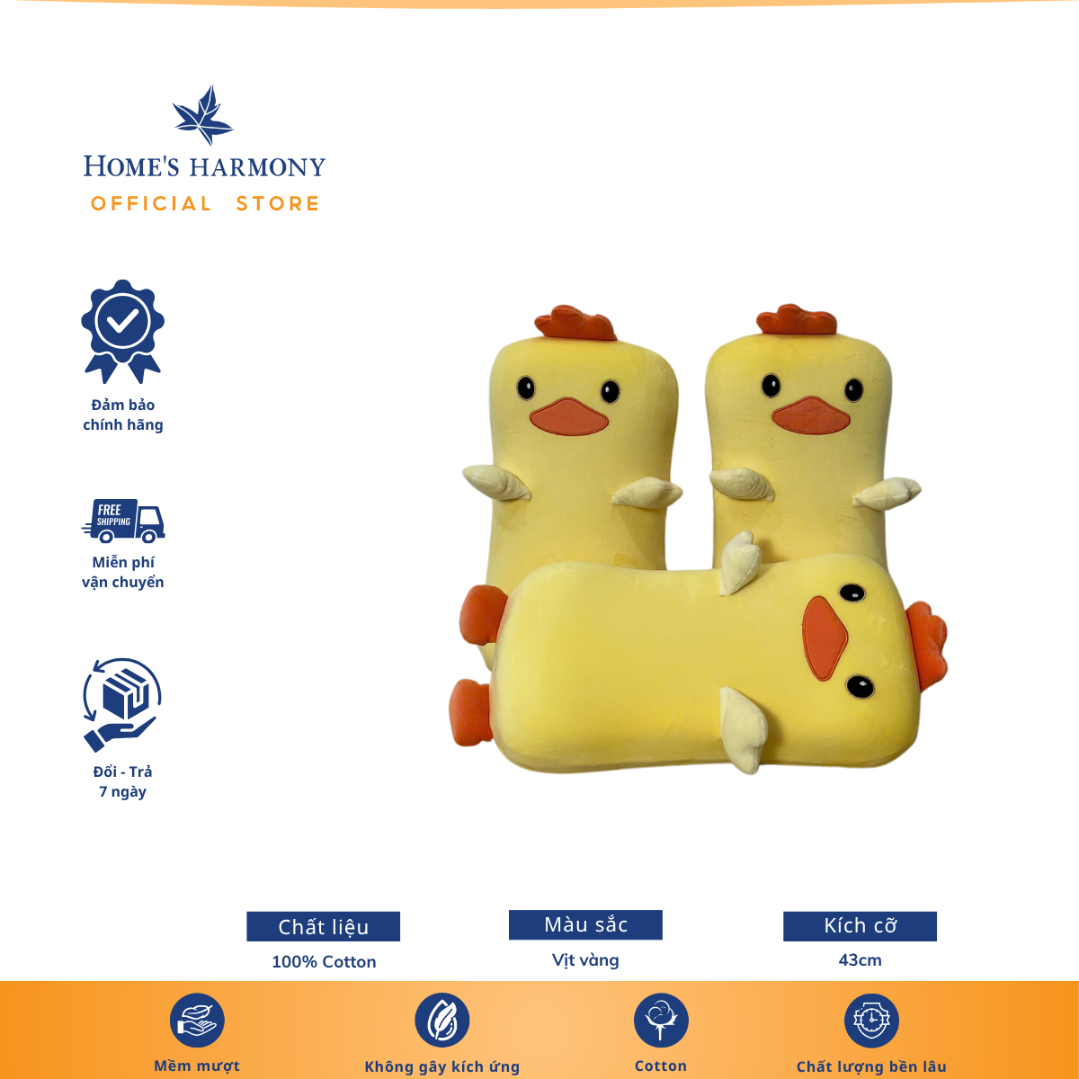 Gối ôm gối lưng 43cm – Cotonsoft nhiều mẫu êm ái