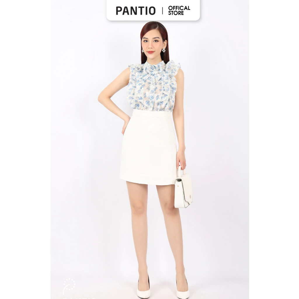 BJN72889 - Chân váy dạo phố vải tuytsi dáng A cạp rời dài trên gối khóa thân sau - PANTIO