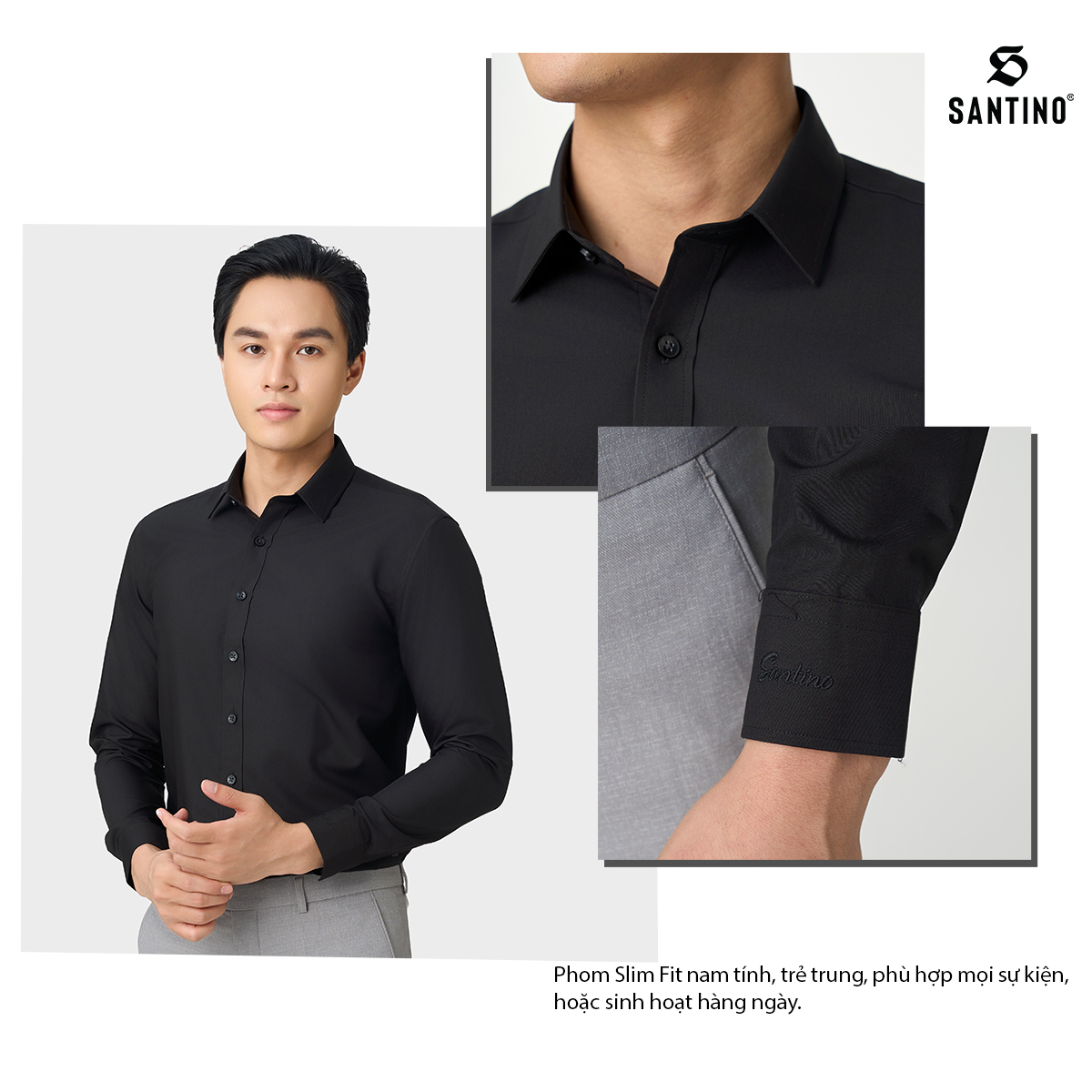 SANTINO - Áo Sơ Mi Dài Tay Nam Nhiều Màu Sợi Gỗ Sồi Cao Cấp Công Sở Sang Trọng Lịch Lãm E201