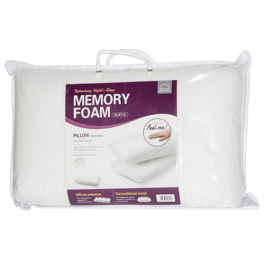 LOCKNLOCK-HLW112 - Gối Memory Foam 50D, Hình Dáng Thường, Kích Thước 500*300*100Mm, Trọng Lượng 500G