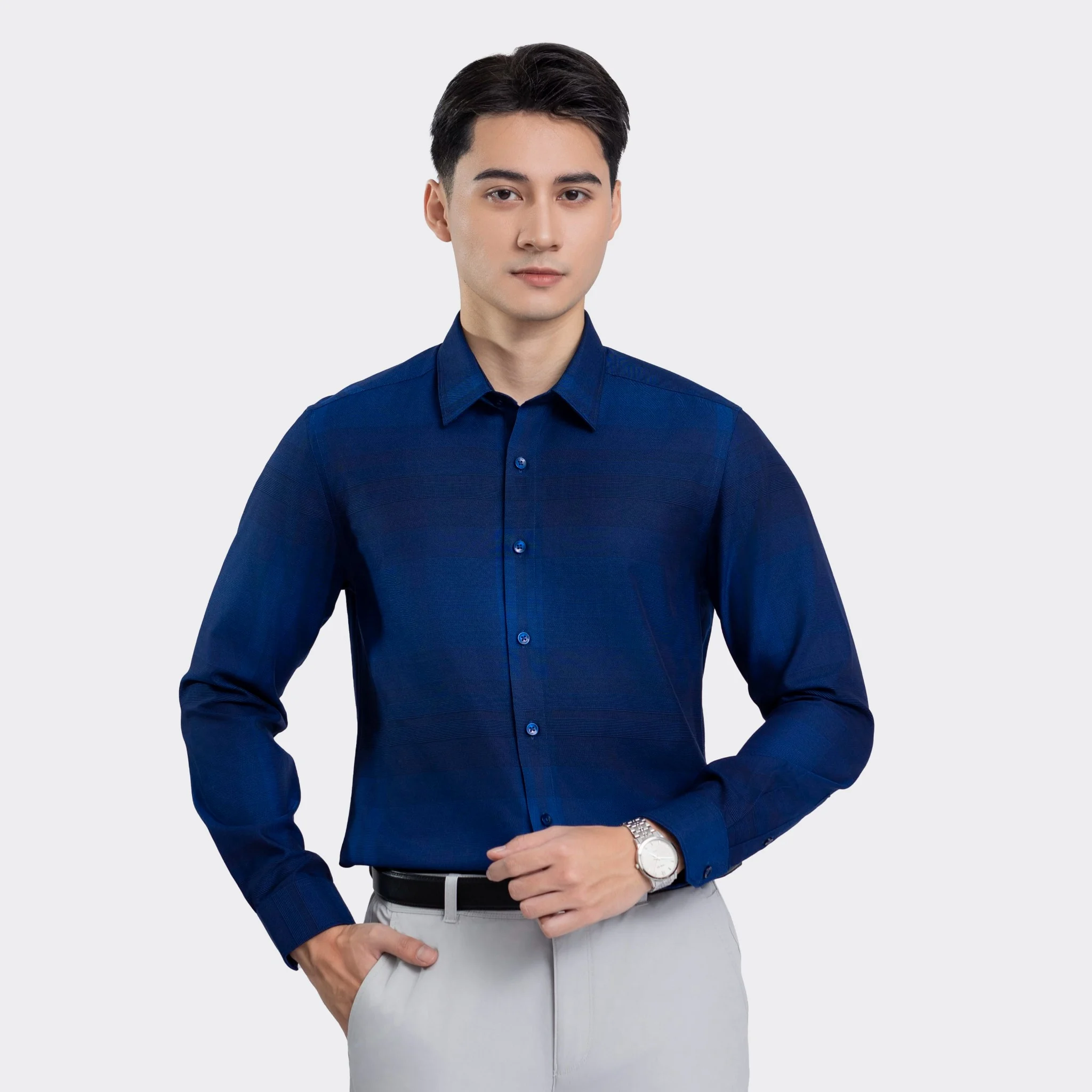 Aristino - Áo Sơ Mi Kẻ Chìm Nam ALS00303