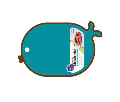 LOCKNLOCK-CSC555- Thớt nhựa L&L kháng khuẩn hình con cá, viền Silicon, 370*245*8mm - Màu xanh