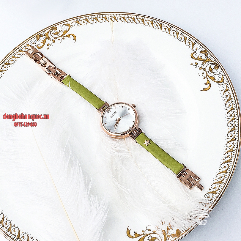 Đồng hồ nữ Julius JA-1230B dây da mặt ngôi sao 3D