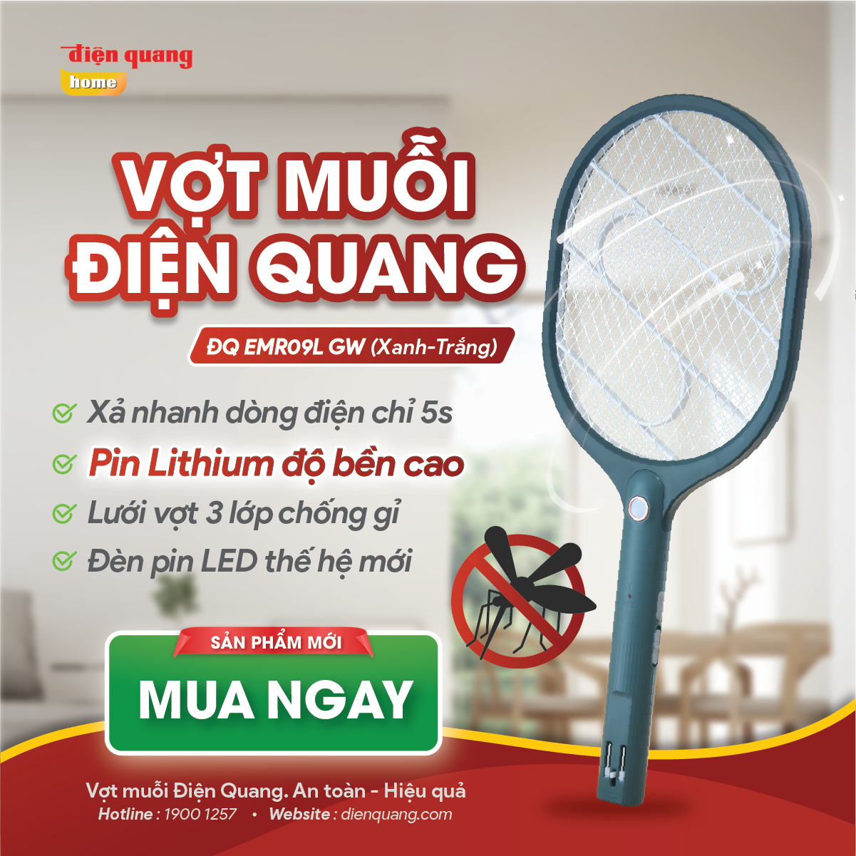 KOHNAN Vợt Muỗi ĐQ EMR09 GW B-W (50178)