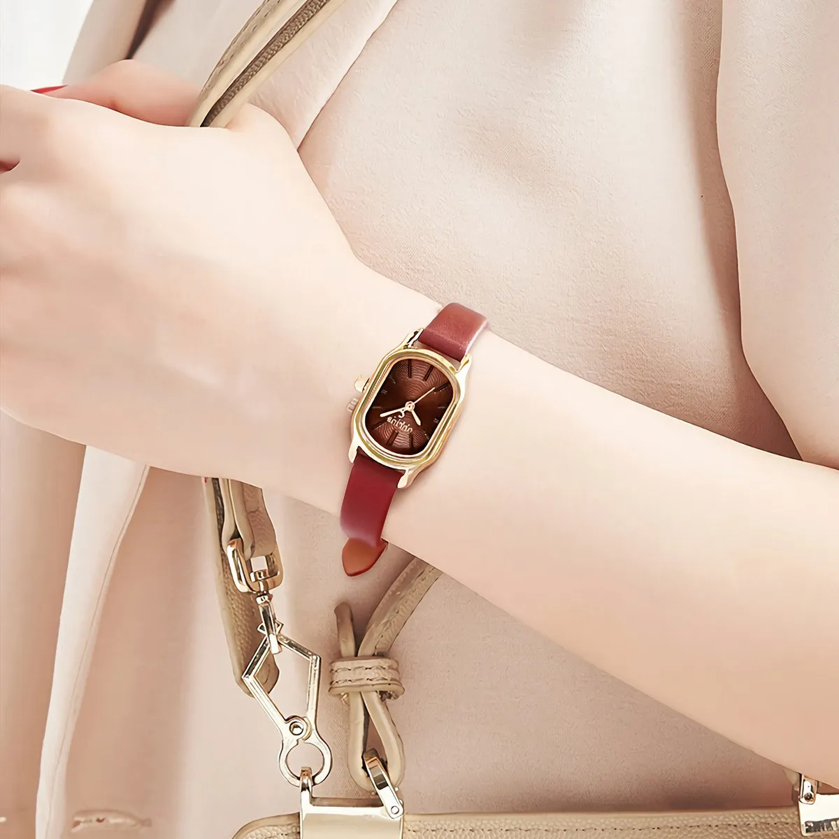 Đồng Hồ Nữ JA-1112D Julius Hàn Quốc dây da (Đỏ)