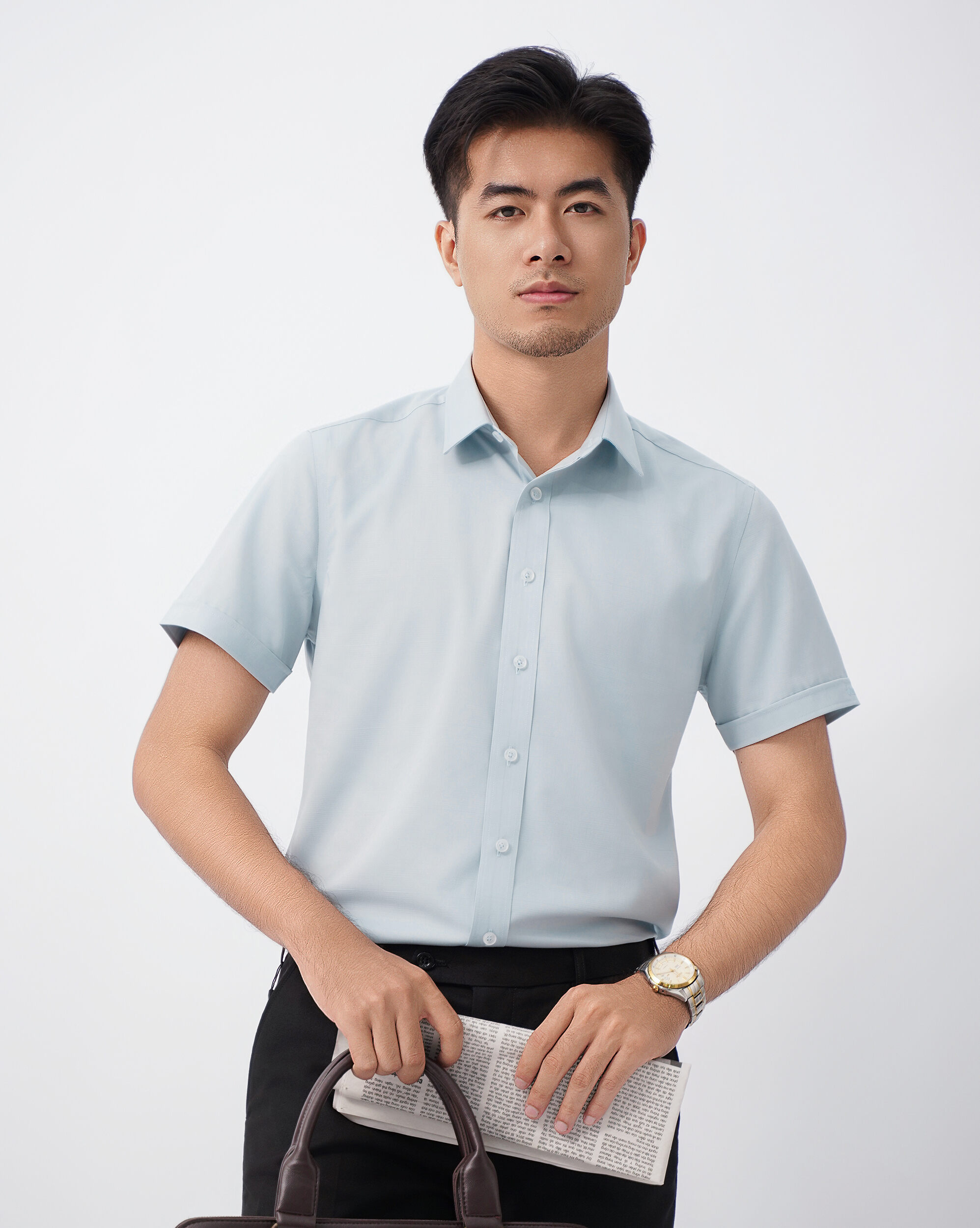 Áo sơ mi ngắn tay nam màu xám xanh 4046A