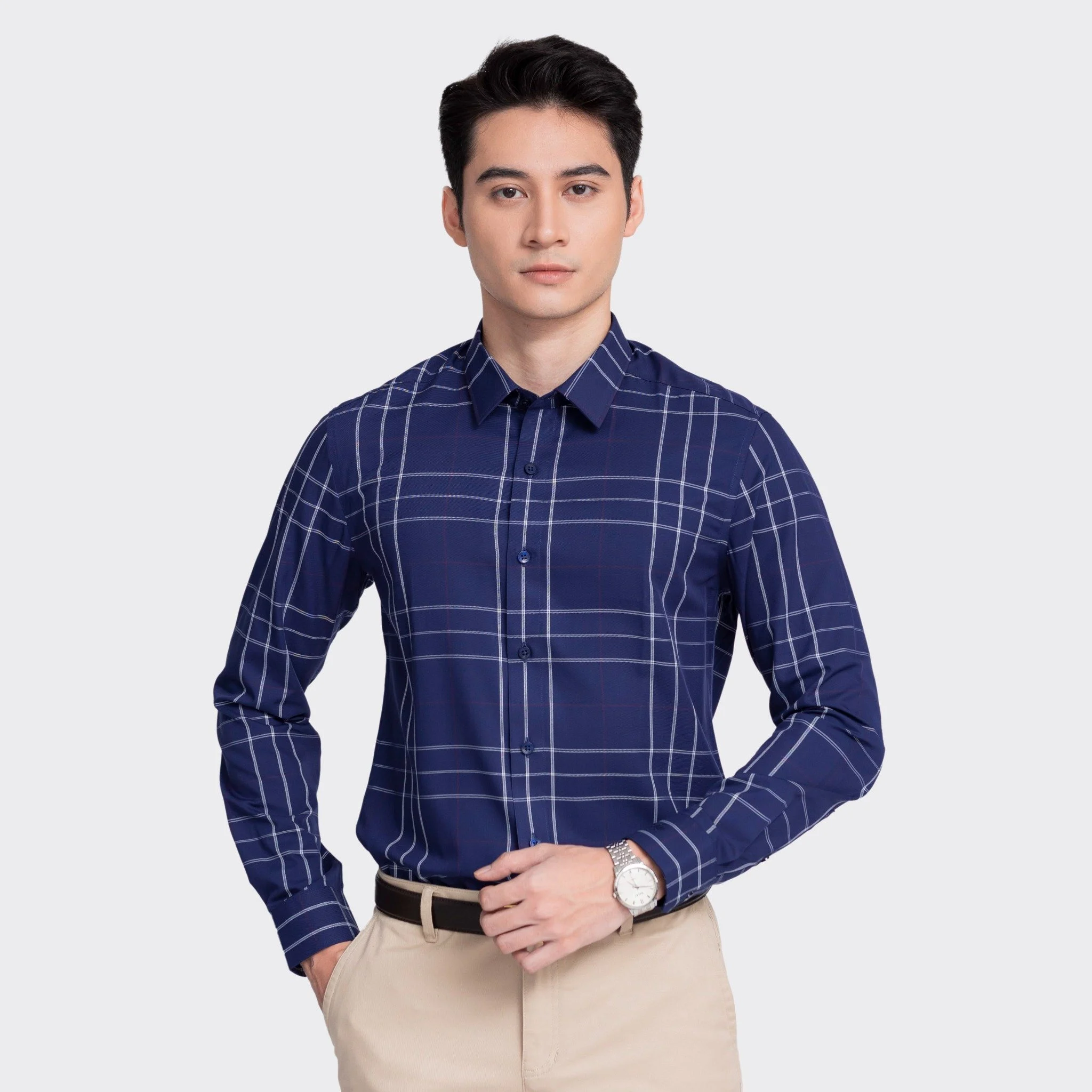 Aristino - Áo Sơ Mi Kẻ Trắng Nam Aristino ALS20902