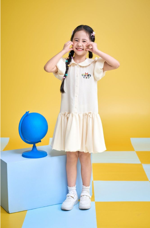 Đầm váy thô ngắn tay bé gái Rabity 150.002