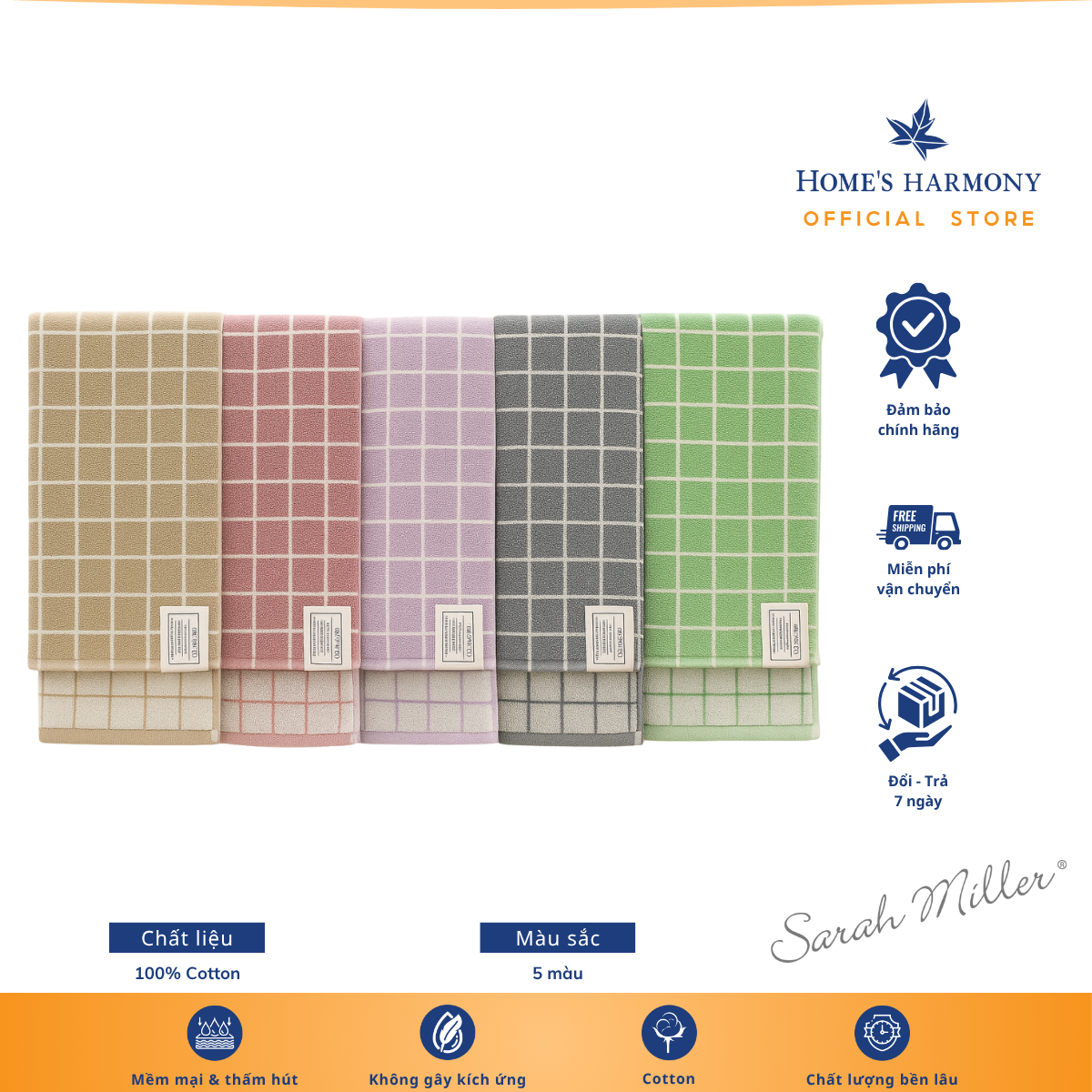 Khăn Tắm Sarah Miller 70x140cm – Dịu Nhẹ Tinh Khôi