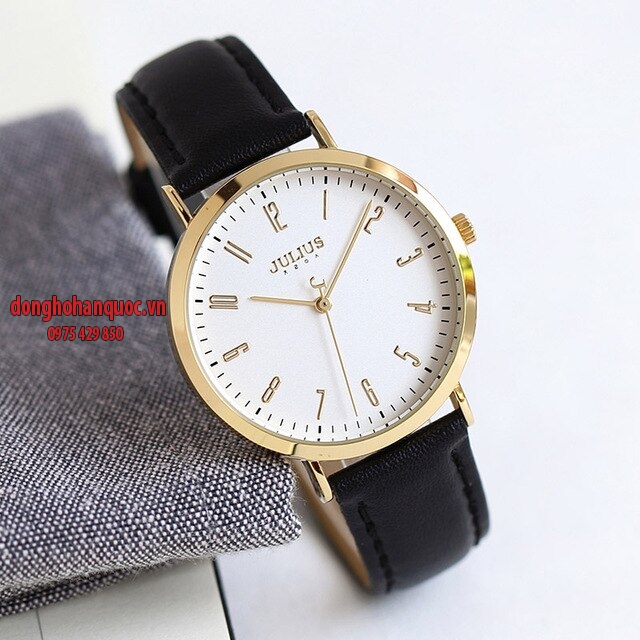 Đồng Hồ Nữ JA-1017B Julius Hàn Quốc dây da (Đen)
