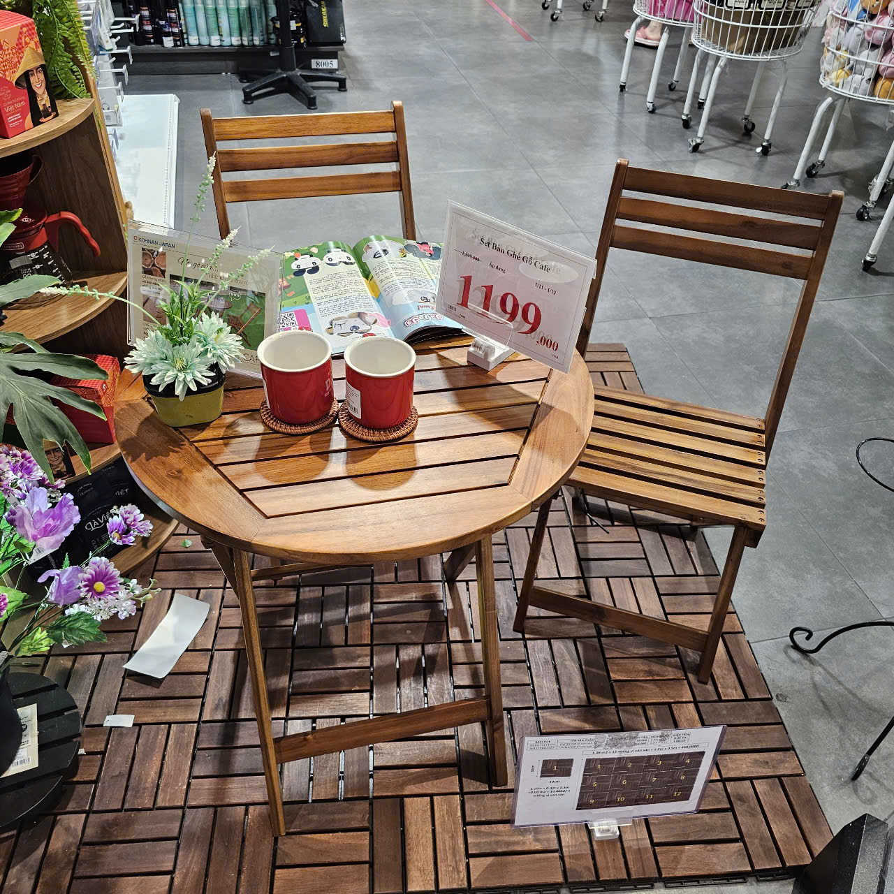 KOHNAN - Set Bàn Ghế Gỗ Cafe