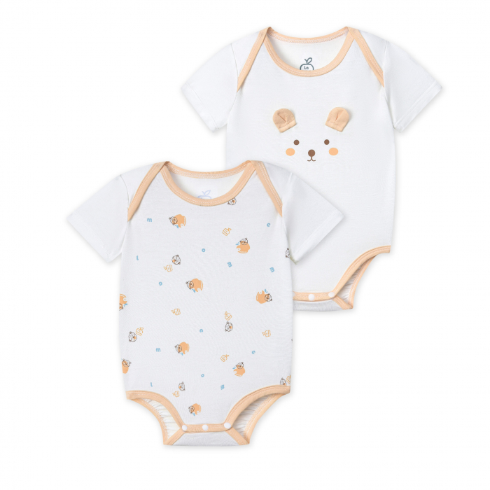 MamanBébé - Set 2 Bodychip cộc La Pomme Cổ cách điệu tiện lợi