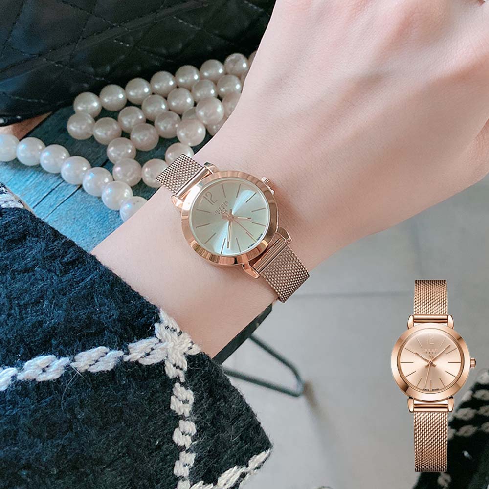 Đồng Hồ Nữ JA-732C Julius Hàn Quốc Dây Thép (HỒNG )