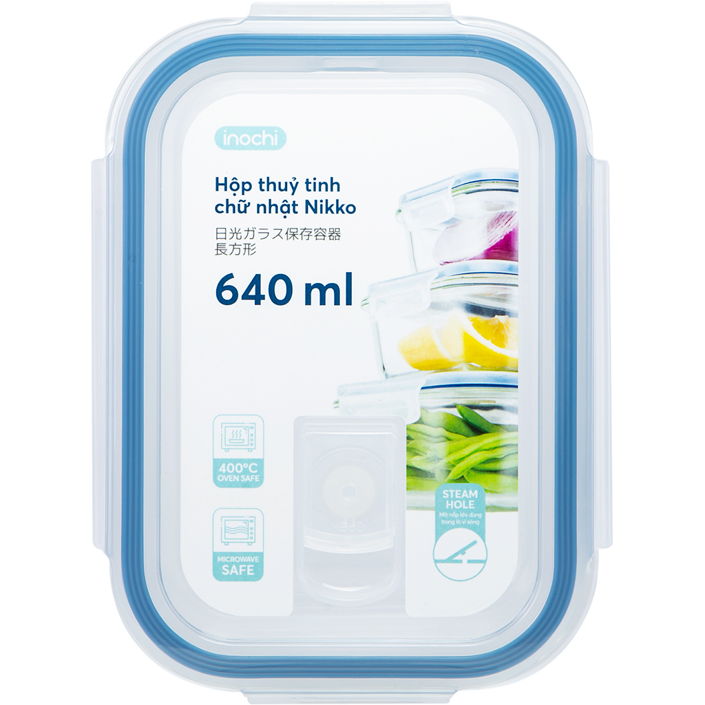 KOHNAN - HỘP THỦY TINH CHỮ NHẬT NIKKO 640ML