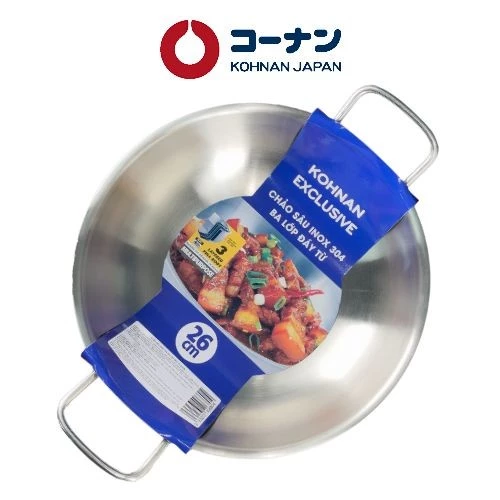 KOHNAN - 075928 Chảo inox 2 quai 26cm KOH