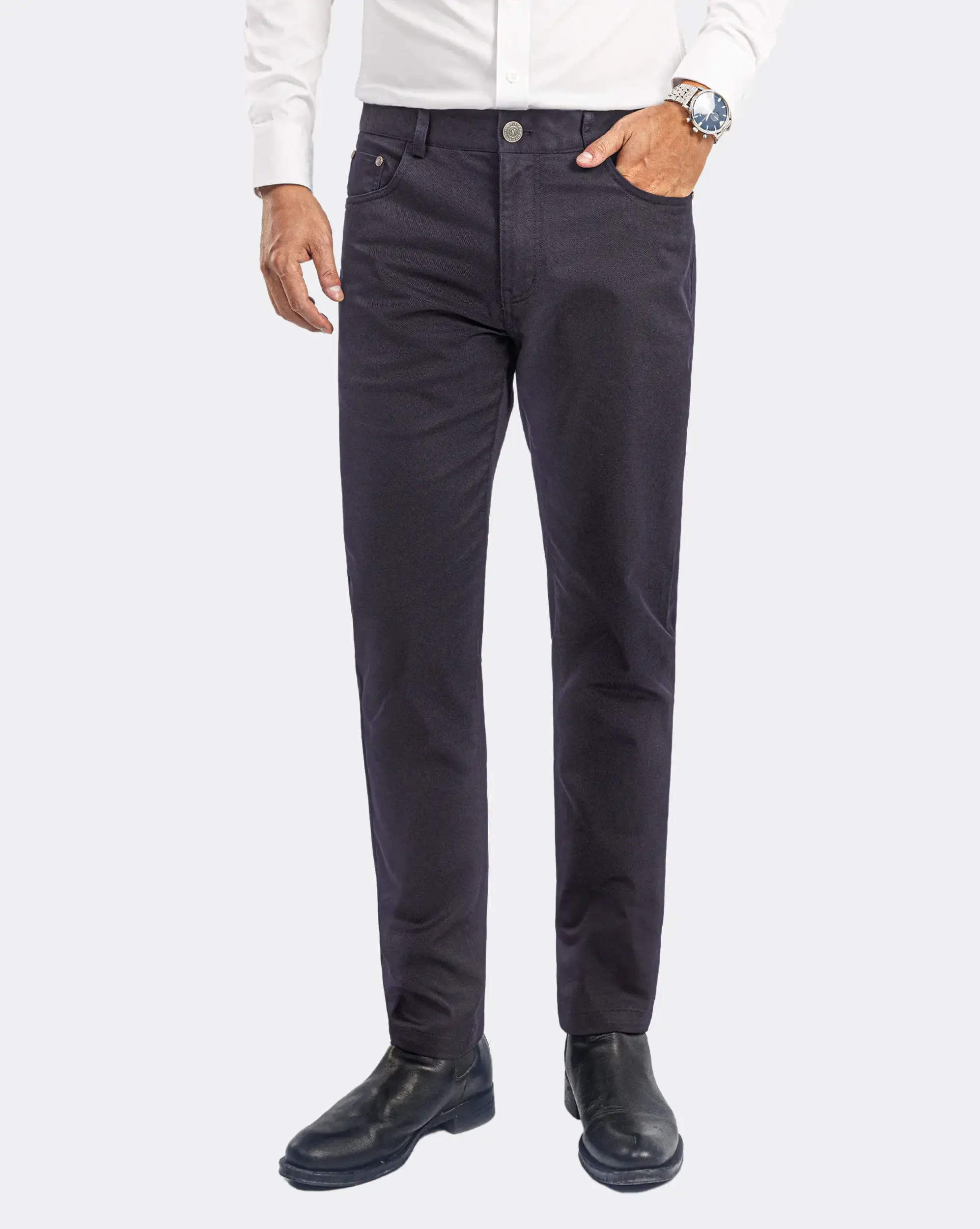 Quần kaki carrot fit vải trơn màu tím đậm 3003D