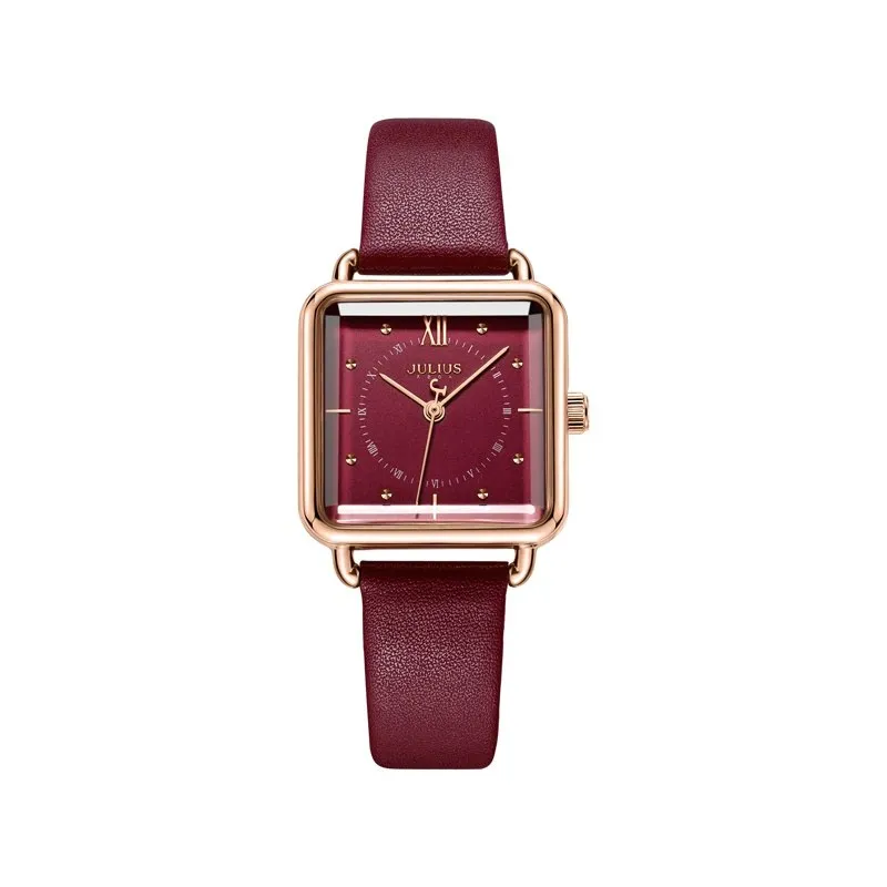 Đồng Hồ Nữ JA-1123C Julius Hàn Quốc hình chữ nhật (Đỏ)