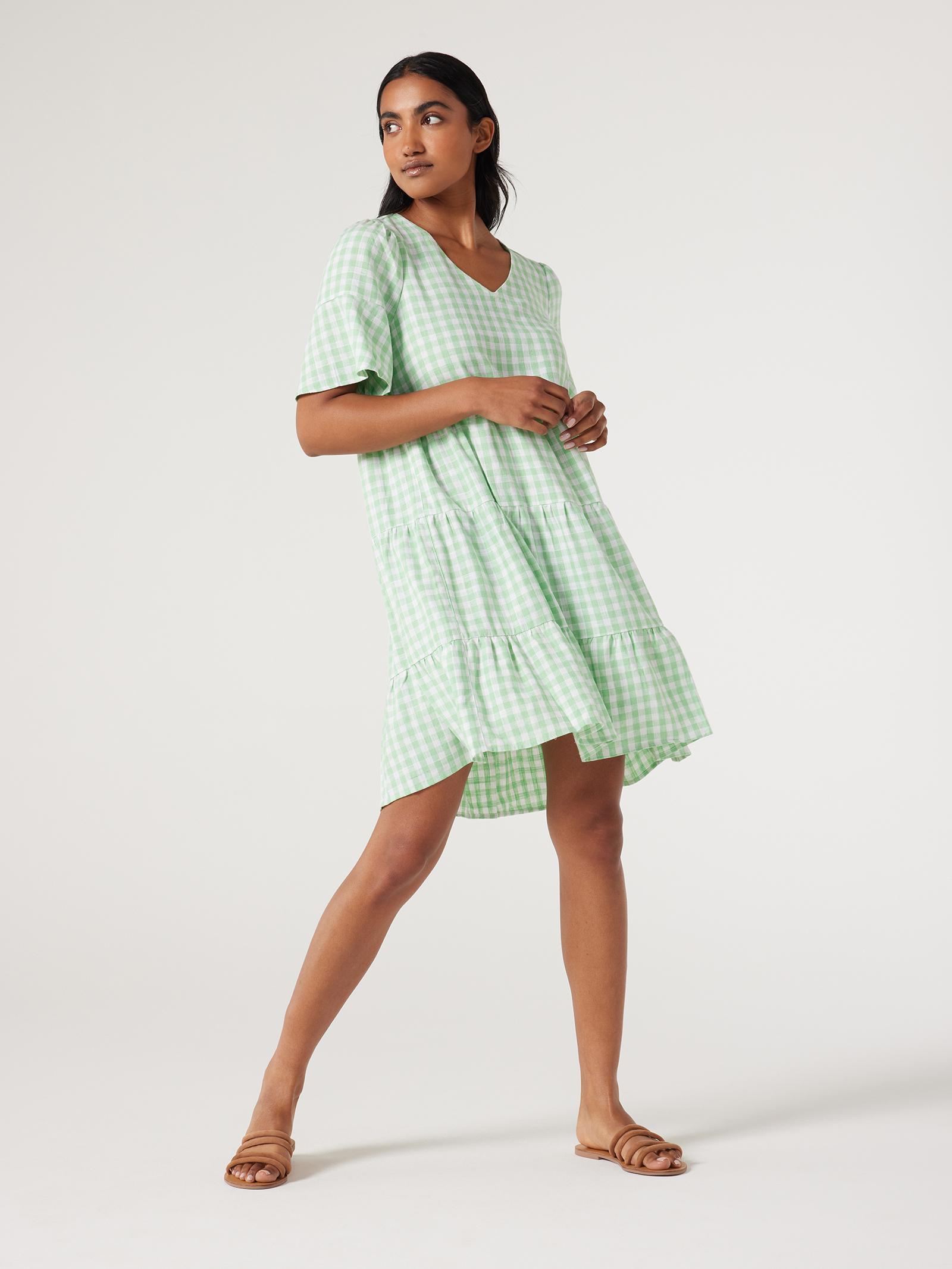 JEANSWEST Đầm nữ hoạ tiết caro xanh lá