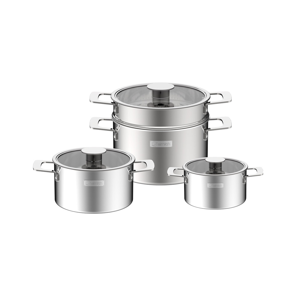 Bộ nồi Inox liền khối Elmich Hera EL-8132IN size 16,20,22, xửng hấp 22cm