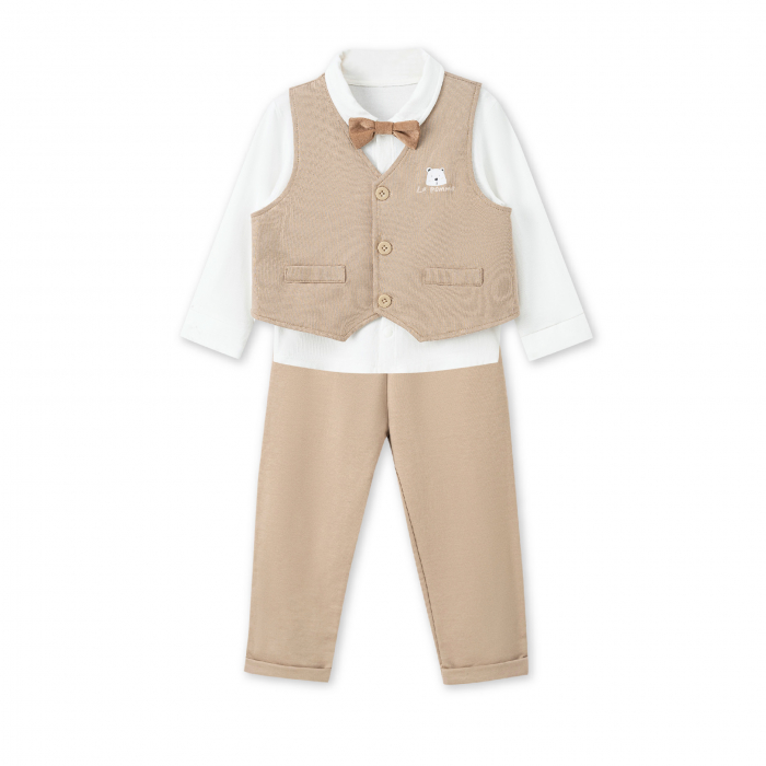 MamanBébé - Bộ dài tay La Pomme Happy Holiday (kèm áo Gile) - Be