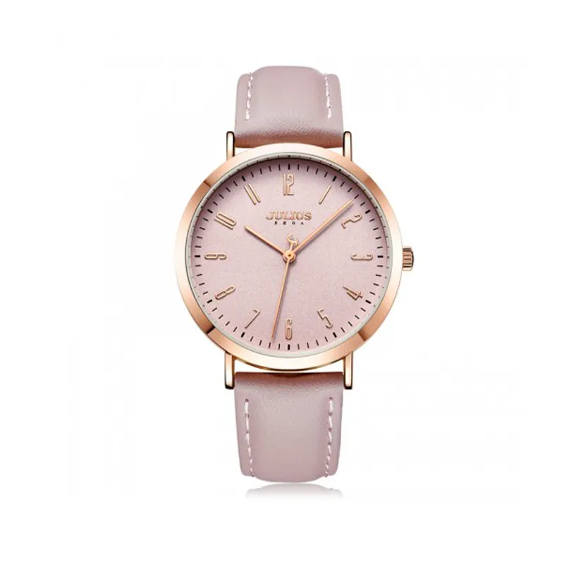Đồng Hồ Nữ JA-1017D Julius Hàn Quốc dây da (Hồng)
