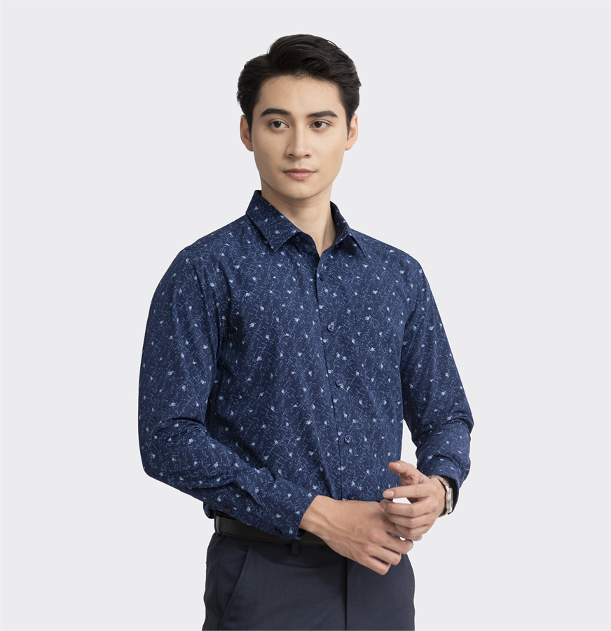 Áo sơ mi dài tay Aristino ALS08203 màu xanh tím than