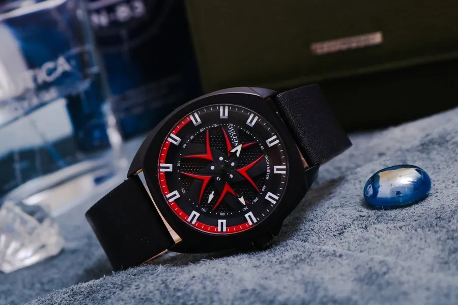 Đồng Hồ Nam JAH-138C Julius Hàn Quốc Dây Da (Đen Đỏ)