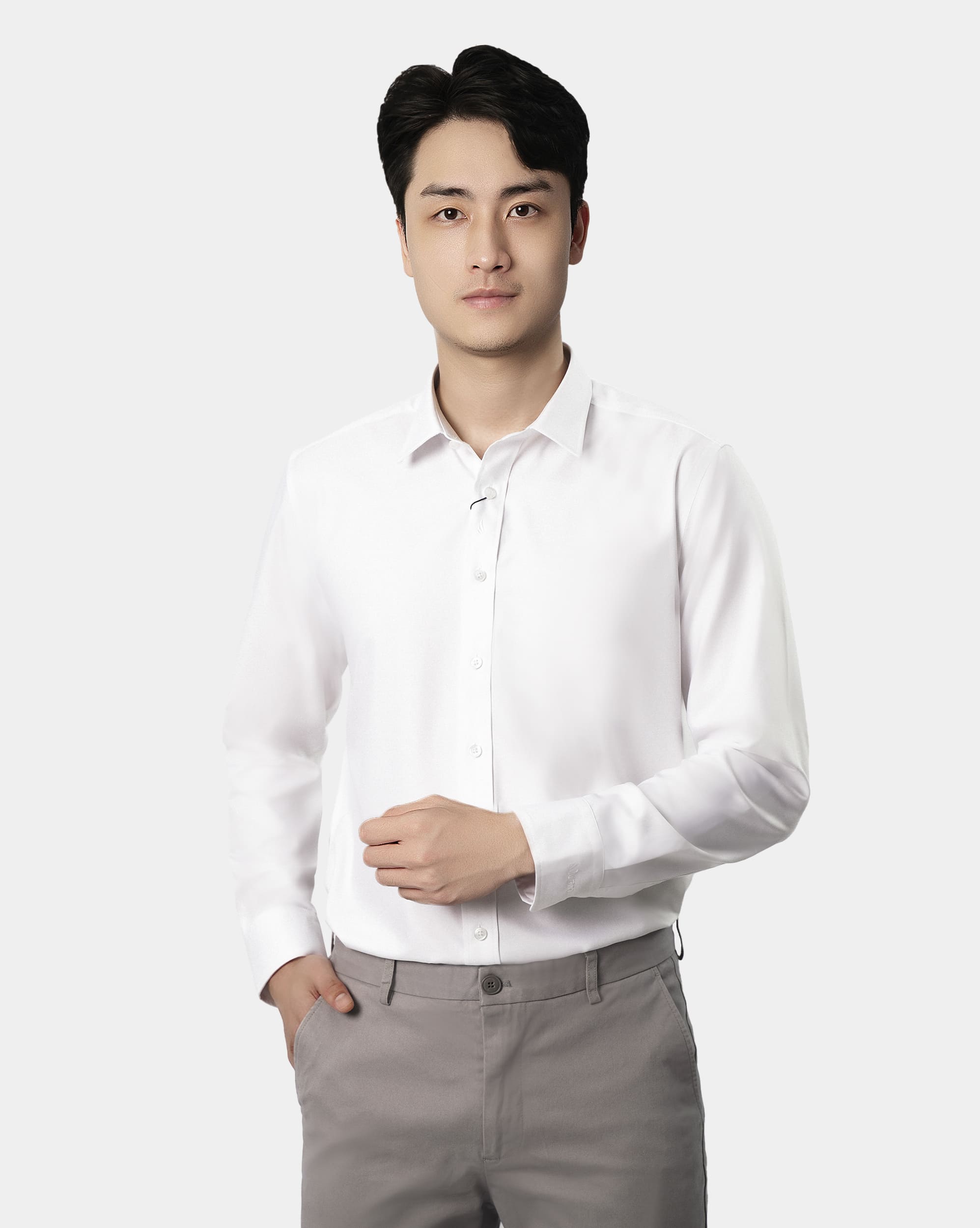 Áo sơ mi dài tay nam màu trắng trơn 4049W