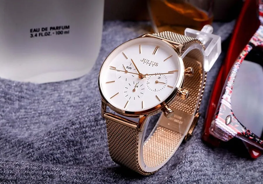 Đồng Hồ Nữ JS-005C Julius Star Hàn Quốc Dây Thép (Đồng)