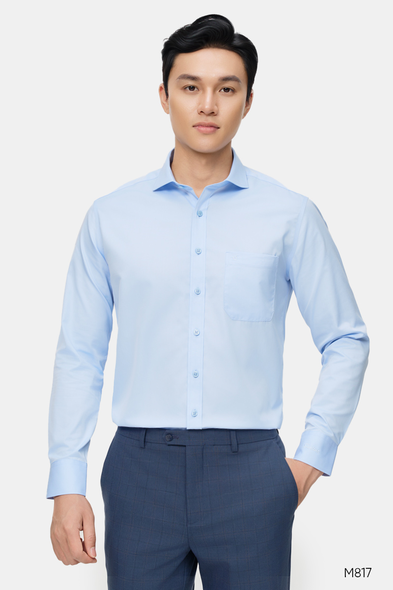Áo sơ mi dài tay cổ spread Santino màu blue | M817