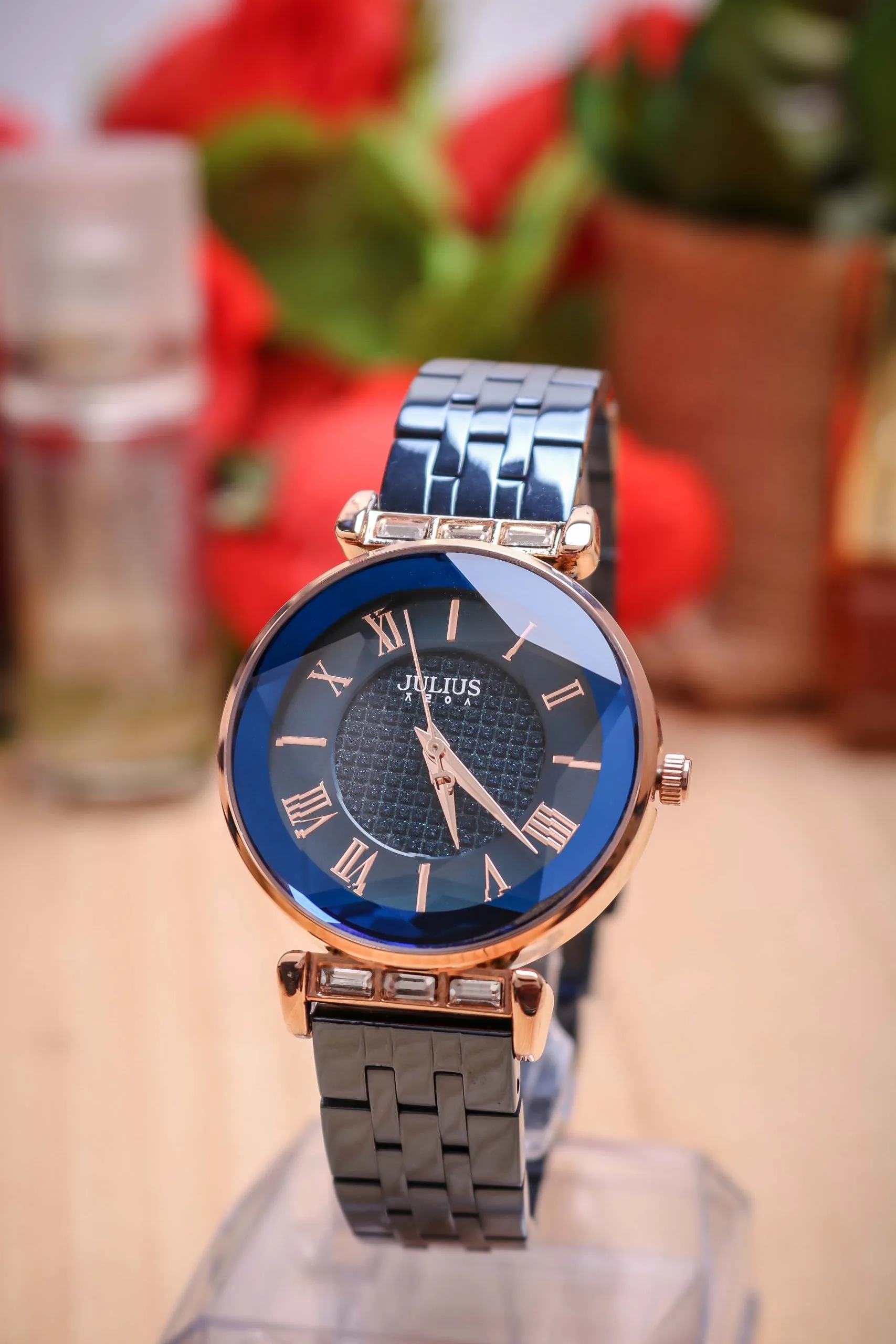 Đồng Hồ Nữ JA-1206C Julius Hàn Quốc Dây Thép (Mặt Xanh)