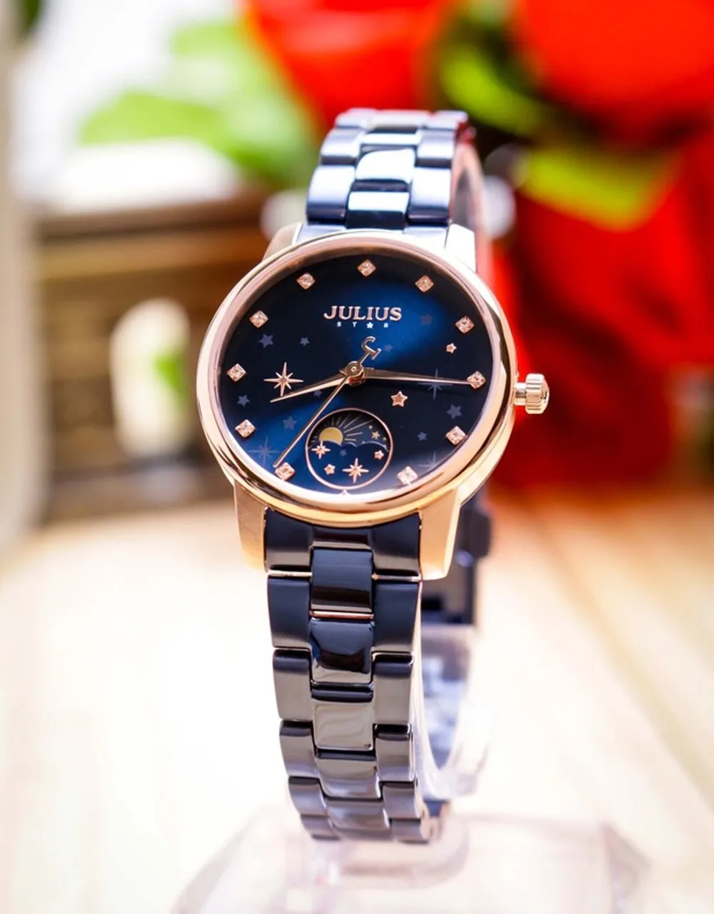 Đồng Hồ Nữ JS-029C Kính Sapphire Julius Star Hàn Quốc (Xanh)