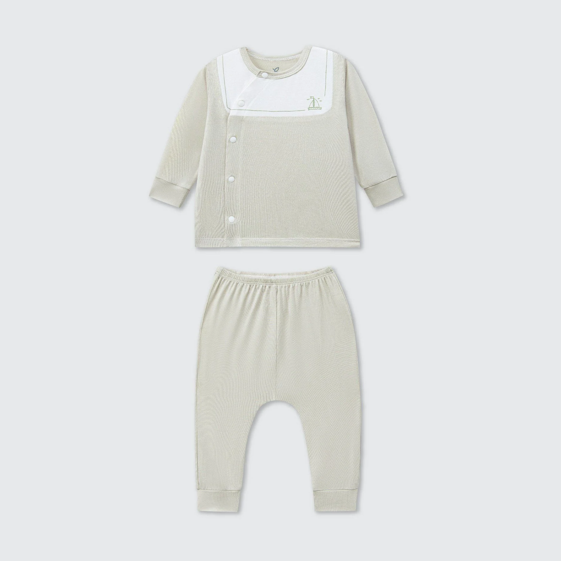 Bộ dài tay cúc lệch La Pomme phối cổ ngọt ngào