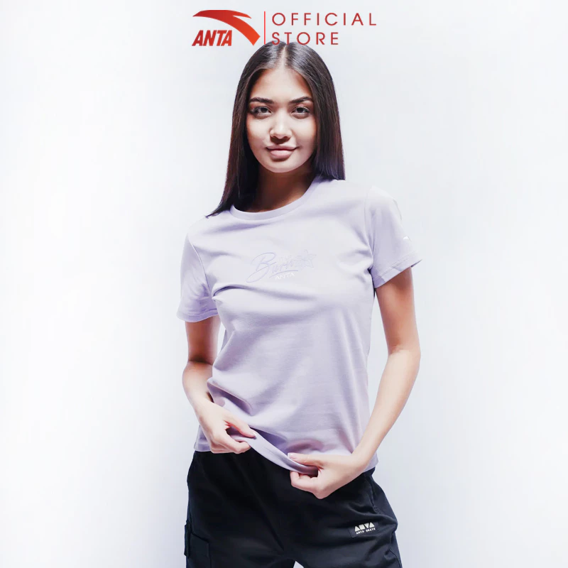 ANTA Nữ Training Áo thun Ngắn tay T-Shirt Chạy Bộ Pickleball Badminton SIêu Thoáng Mát 1625B7101