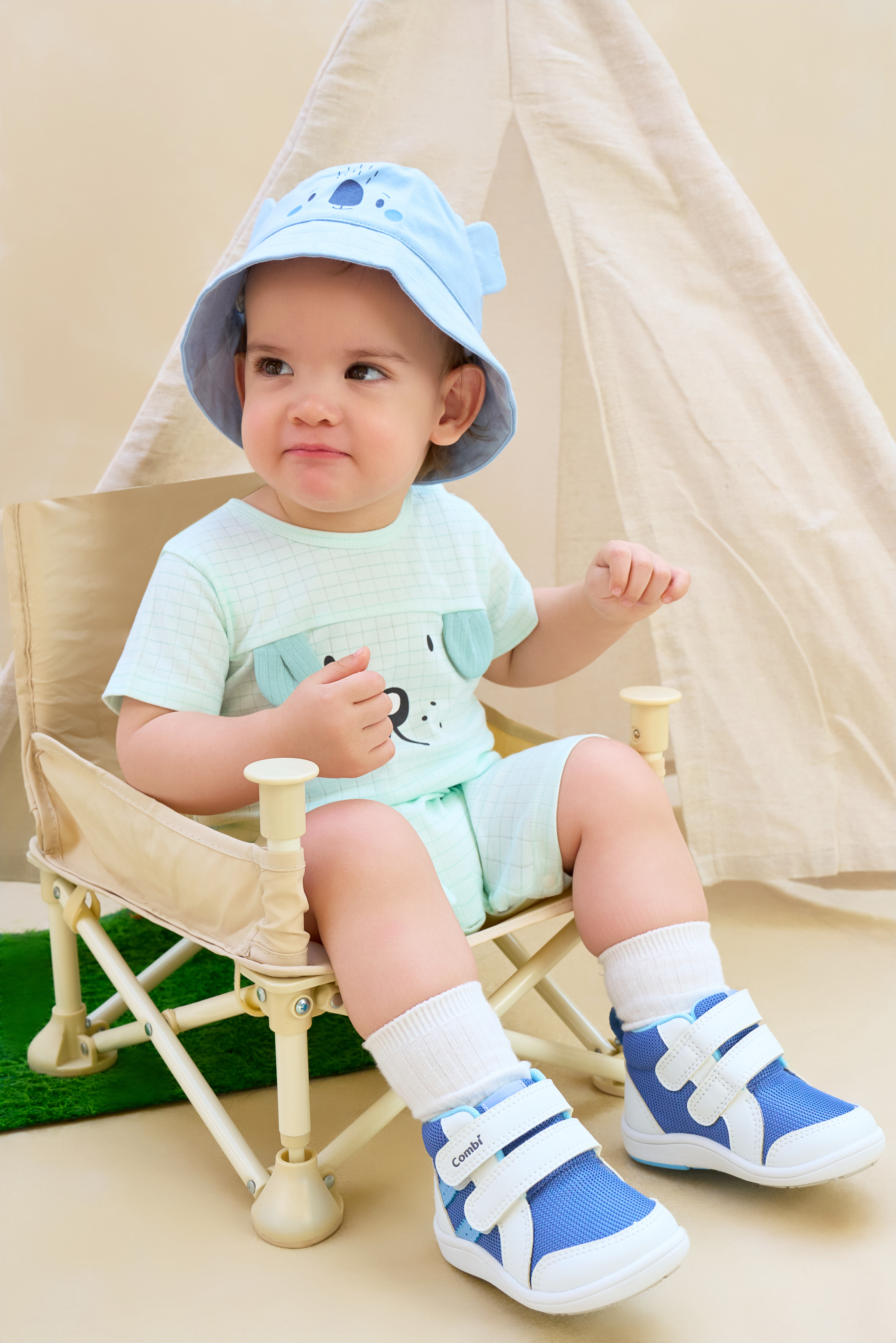 MamanBébé - Body cộc tay La Pomme Cún con đáng yêu Xanh