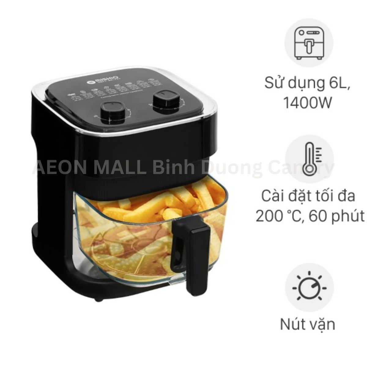 KOHNAN - NỒI CHIÊN KHÔNG DẦU Mishio MK373 6L