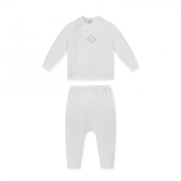 Bộ Dài Tay La Pomme Cúc lệch Puppy - Trắng