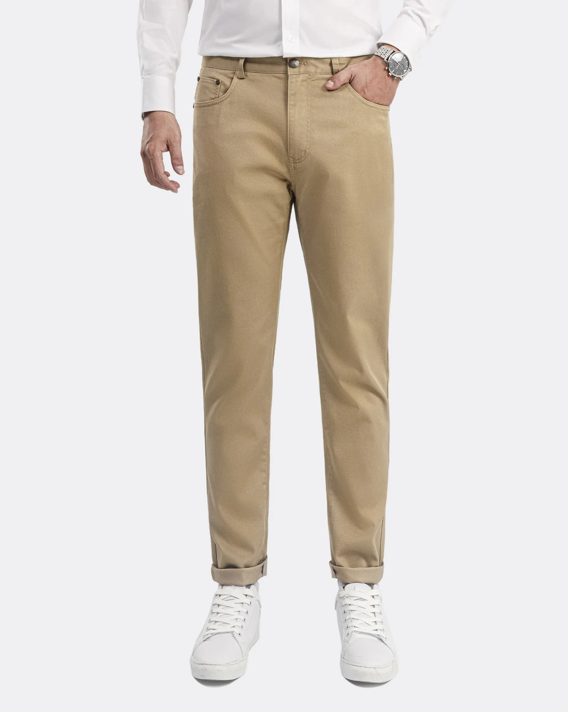 Quần kaki nam dáng carrot fit màu vàng 3003C