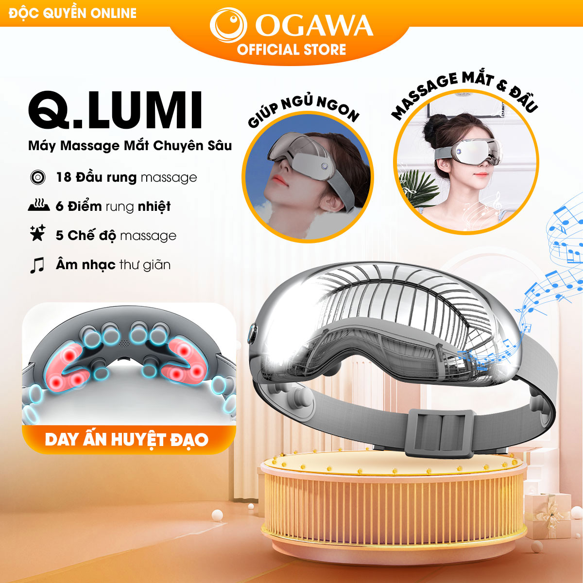 Máy massage mắt OGAWA - Massage xua tan mệt mỏi và chăm sóc mắt, đầu, mũi hiệu quả