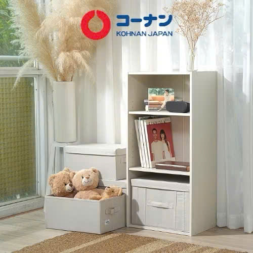 KOHNAN-Hộp Vải Đựng Đồ KOHNAN không nắp size S/M/L hình chữ nhật màu nâu/kem