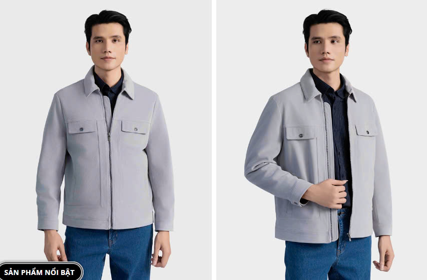 ARISTINO-Áo khoác 2 lớp cổ Đức Aristino dạng khuy bấm tiện lợi AJK045BZ