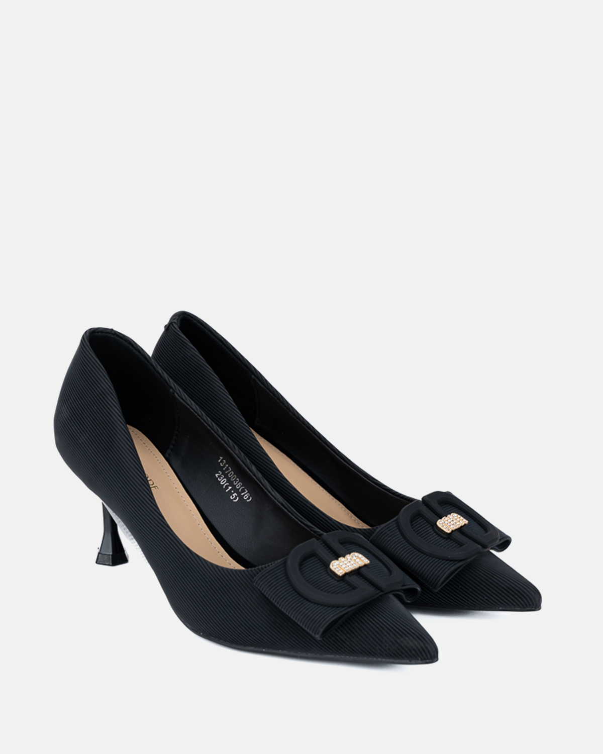 Giày Cao Gót Đen Nơ Khóa Họa Tiết Exull Mode 1317003660