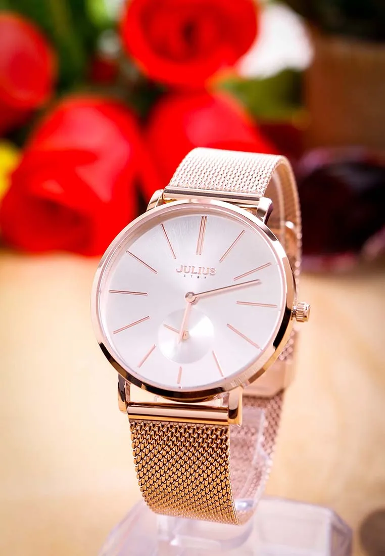 Đồng Hồ Nữ JS-022B Kính Sapphire Julius Star Hàn Quốc dây thép (Đồng)