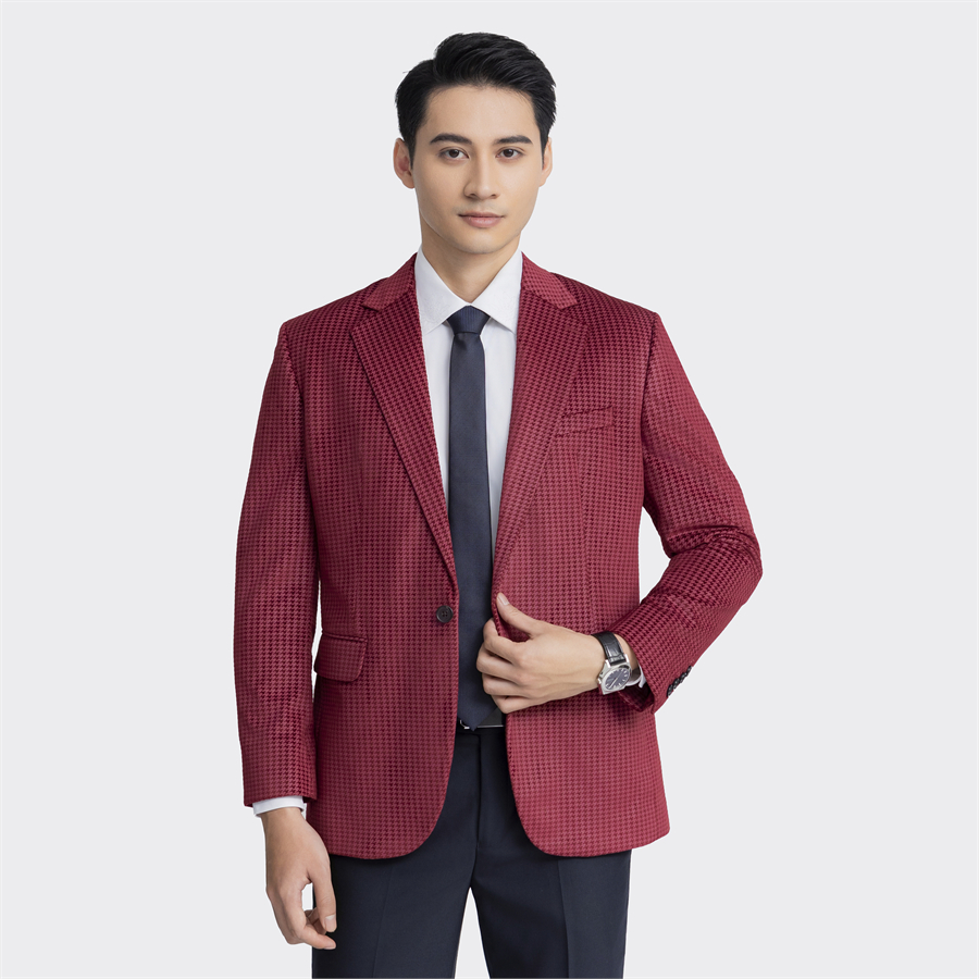 Áo vest, blazer Aristino ABZM080Z-BST Hoa Bảo Tiên màu Booc đô 4 jacquard họa tiết